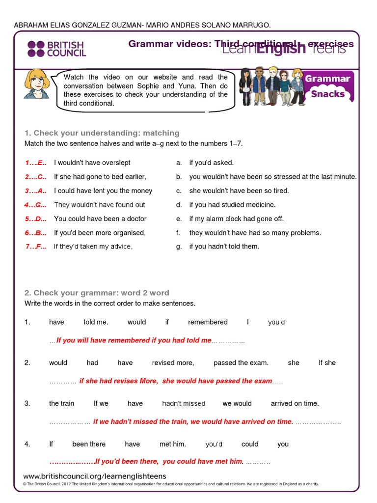 Gs Third Conditional - Exercises BRITSH COLLEGE RESUELTO | PDF