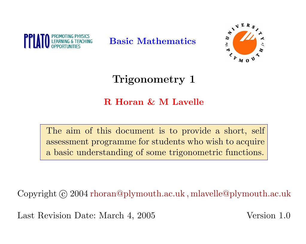 Trigonometry 1: Basic Mathematics | PDF