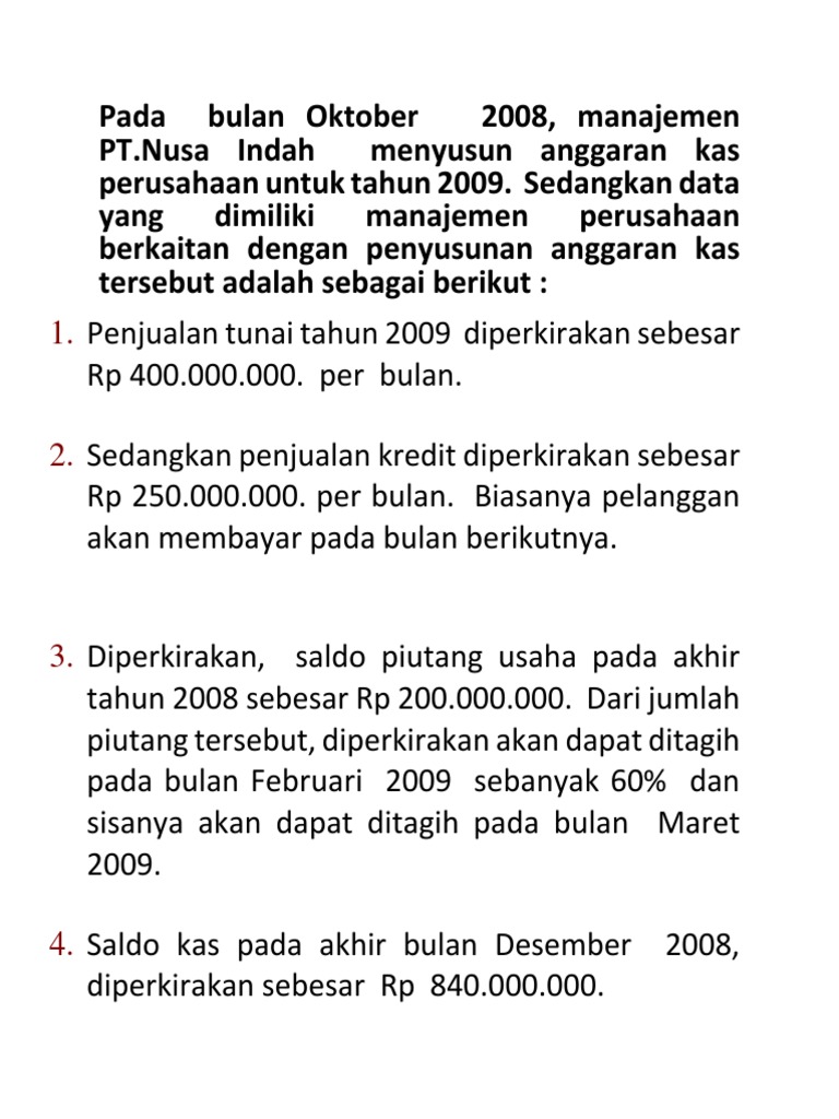 Soal Anggaran Kas Template