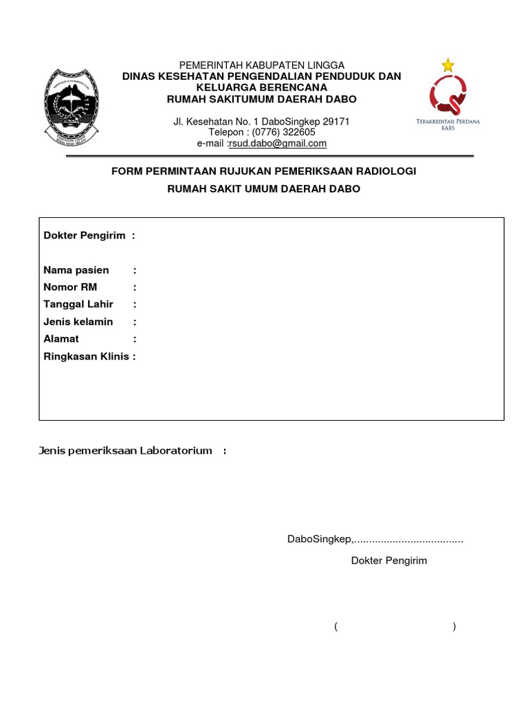 Formulir Rujukan Radiologi Dabo | PDF | Pengembangan Diri | Sains ...