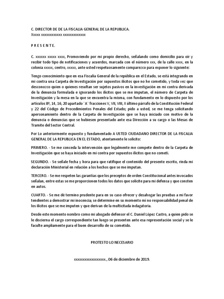 Solicitud de Intervención en Carpeta Penal | PDF | Información del ...