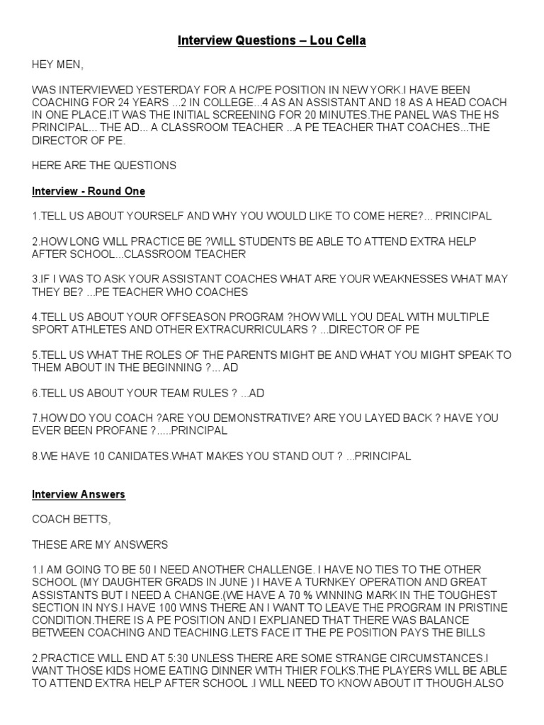 Football Coaching Interview Insights | PDF | American Football | Teachers