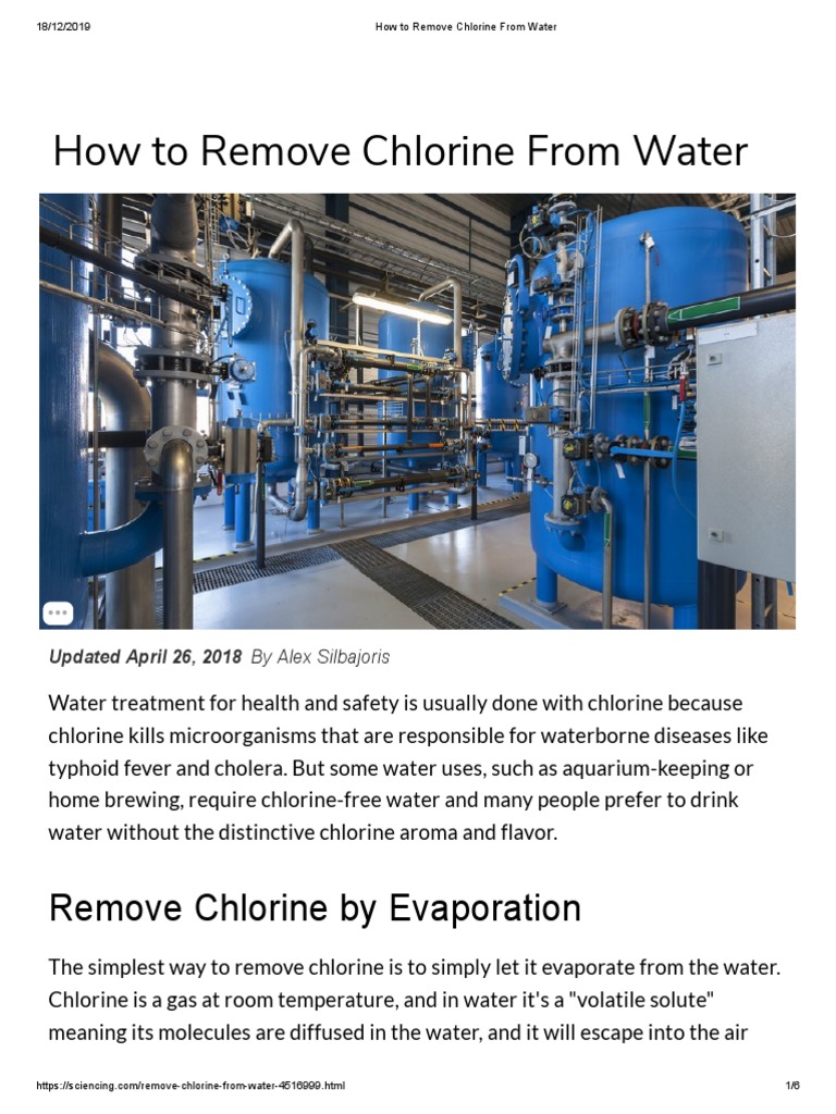 How To Remove Chlorine From Water PDF Water Purification Bleach