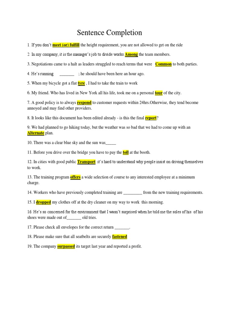 Amazon Sentence Completion Practice Test Part-2. | PDF