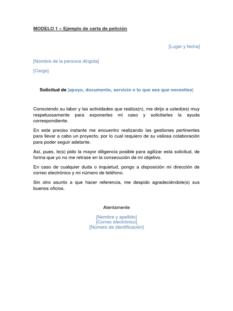 4 7 Modelo de Carta de Peticion 57 Gobierno Política