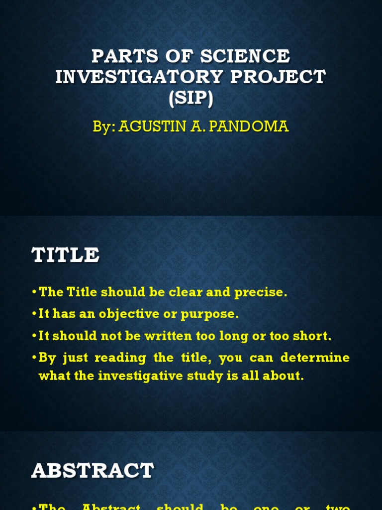 Parts of a Science Investigatory Project | PDF | Hypothesis ...