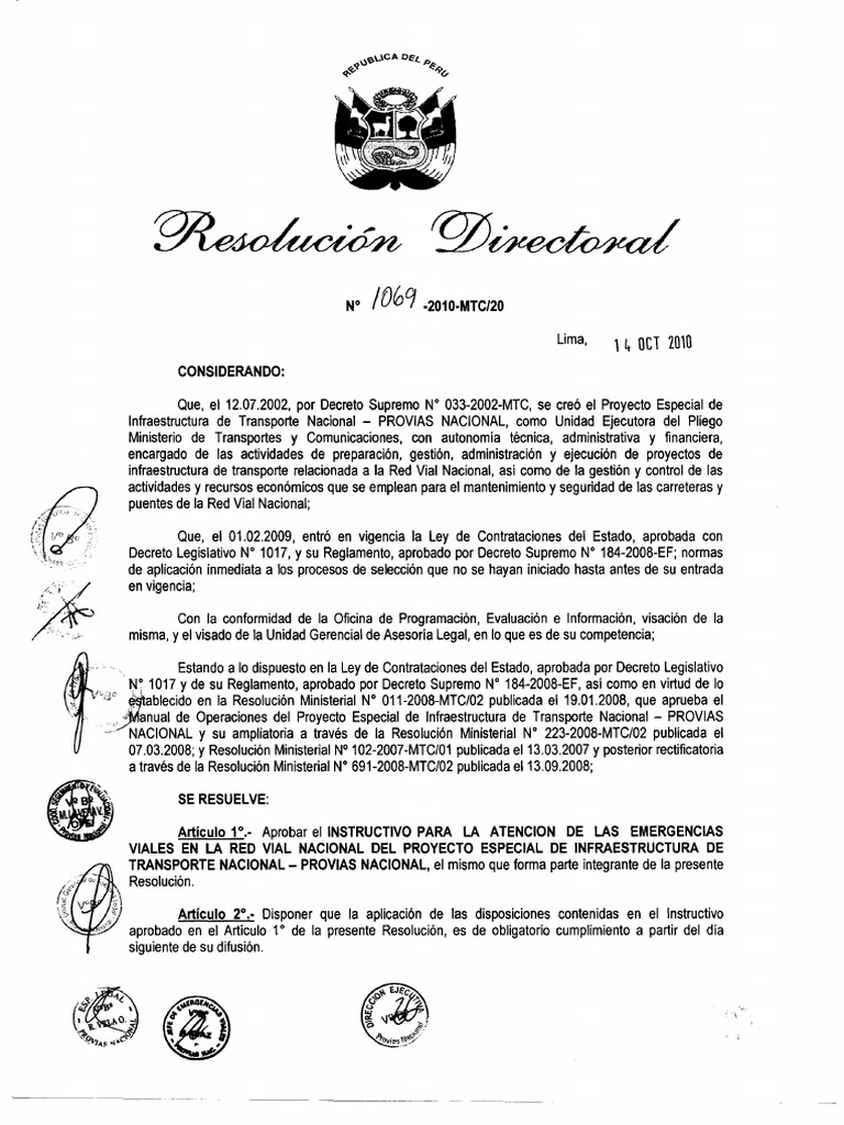 Instructivo Emergencias Viales PROVIAS | PDF | Presupuesto | Transporte