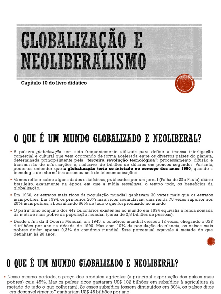 Globalização e Neoliberalismo | PDF | Globalização | Neoliberalismo