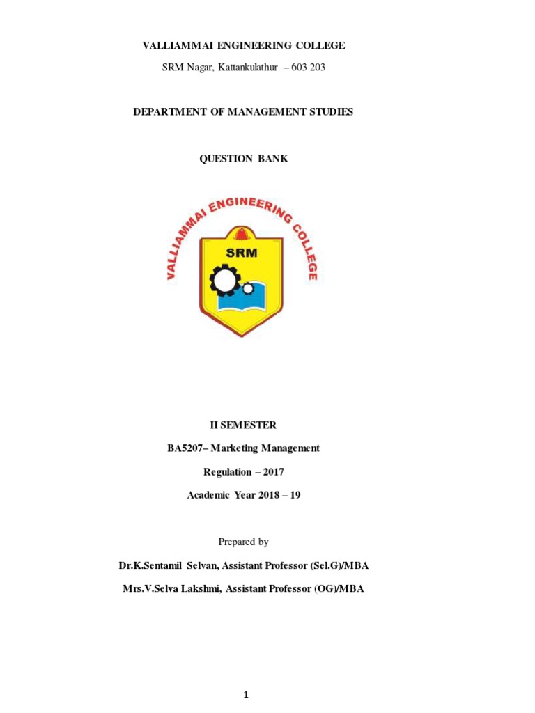 Marketing Management Question Bank | PDF | Consumer Behaviour ...