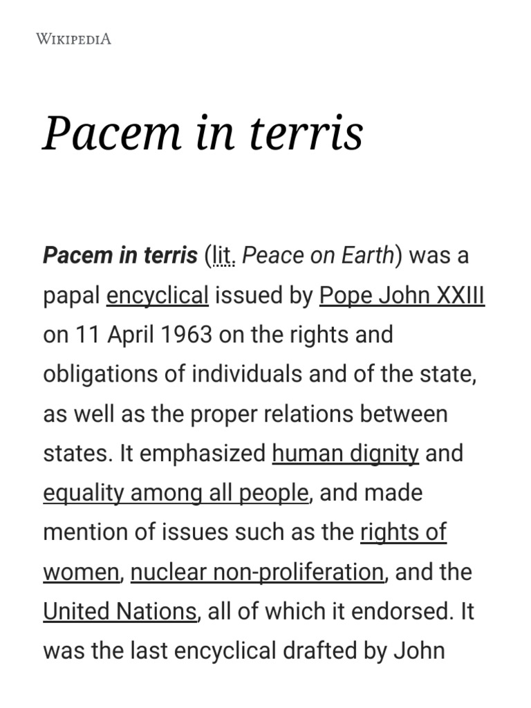 Pacem in Terris PDF Holy See Pope