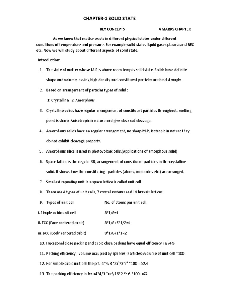Chemistry Class 12 | PDF | Electrochemistry | Crystal Structure
