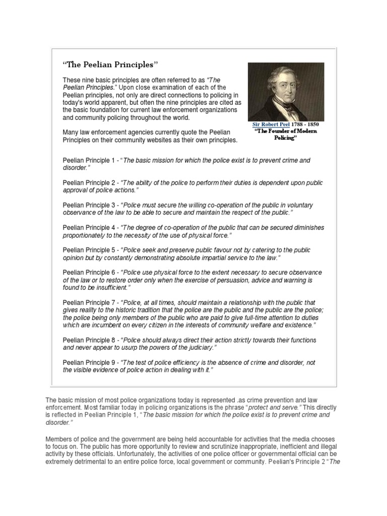 The Peelian Principles of Policing | PDF | Police | Community Policing