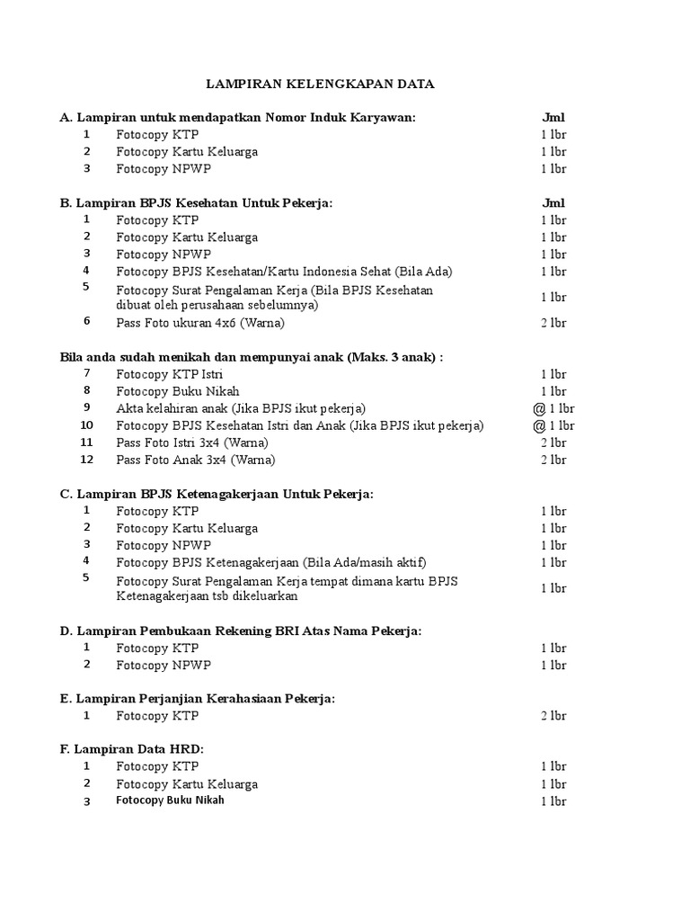 Requirements for Employee Documentation PDF