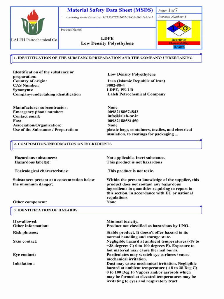 Msds LD Laleh PDF | PDF
