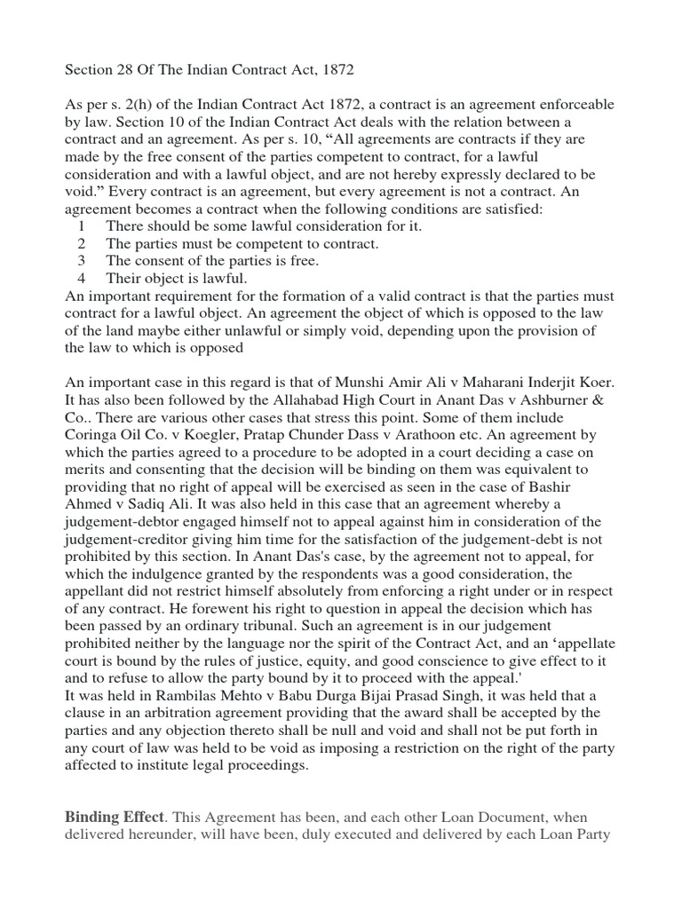 Binding Effect of Clauses in A Contract PDF Legal Documents