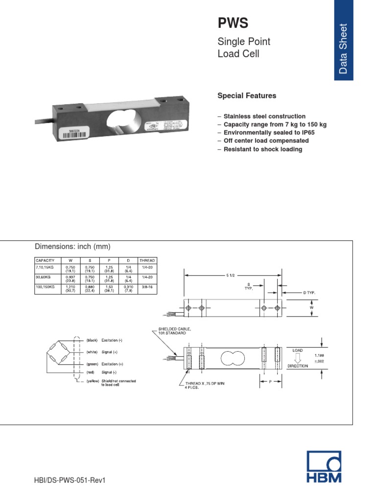PWS Single Point Load Cell Specs | PDF | Electrical Engineering ...