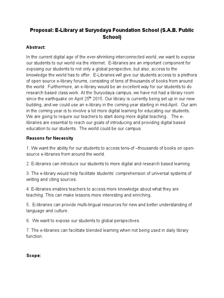 E-Library Proposal for Suryodaya School | PDF | Desktop Computer ...