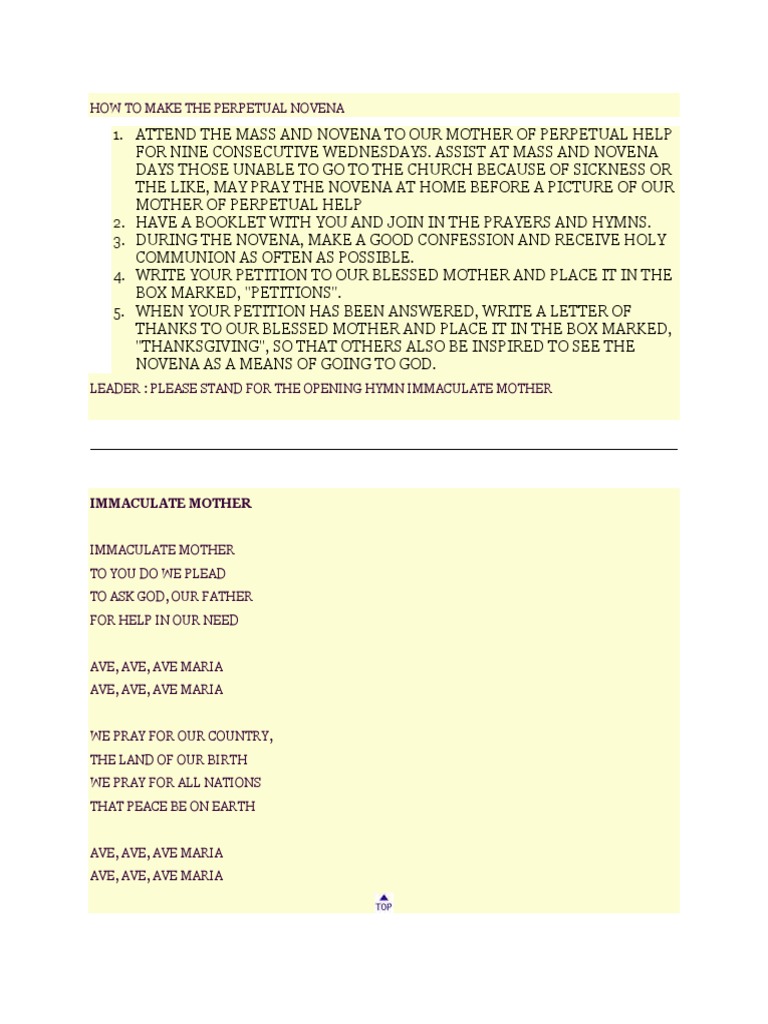 Novena to Our Mother of Perpetual Help | PDF | Mary, Mother Of Jesus ...