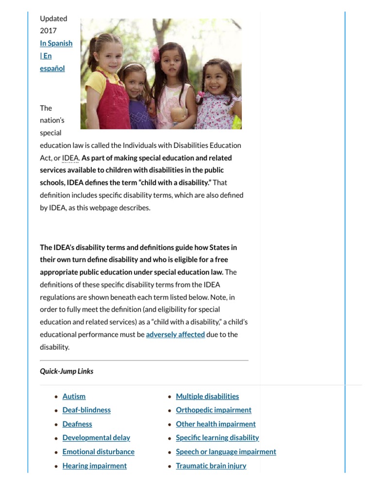 Idea Disabilities | PDF | Disability | Autism
