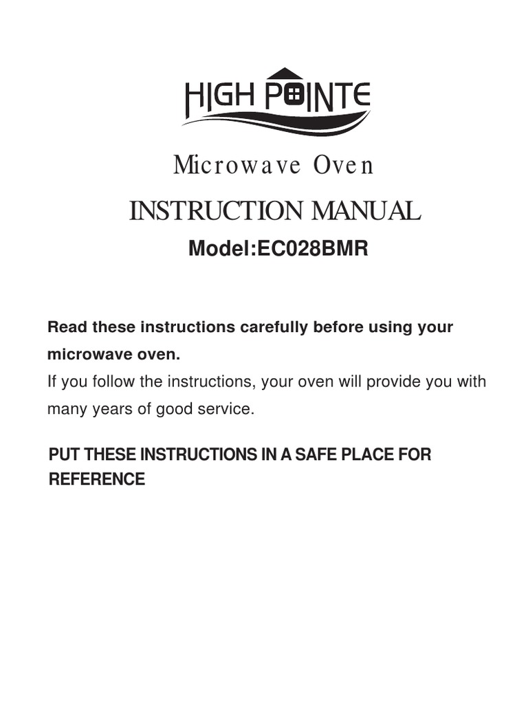 EC028BMR Instruction PDF Roasting Oven