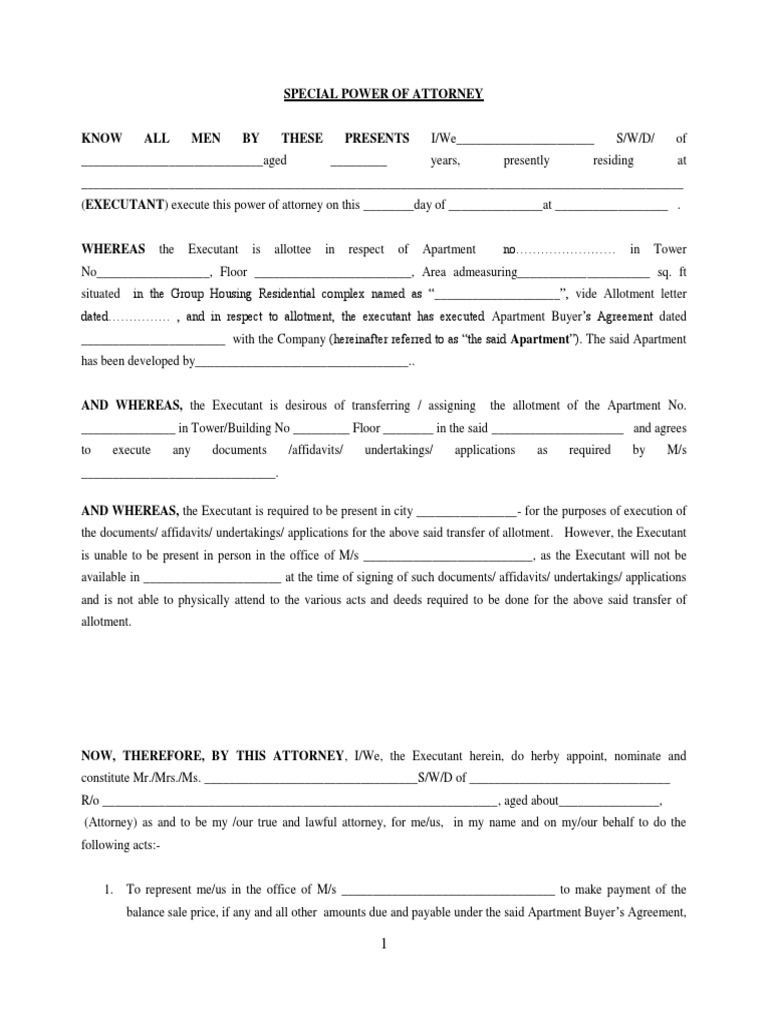 Power of Attorney Draft Legal For Transfer of Property | PDF | Power Of ...