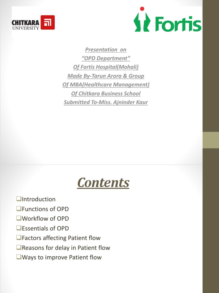 OPD Department Overview at Fortis Hospital | PDF | Patient | Hospital