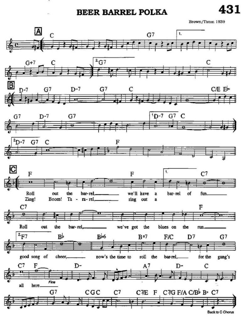 431 Beer Barrel Polka PDF