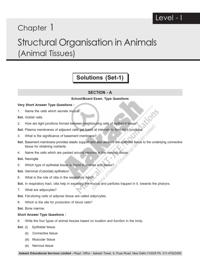CLS Aipmt-19-20 XI Zoo Study-Package-1 Level-1 Chapter-1 PDF | PDF |  Epithelium | Tissue (Biology)