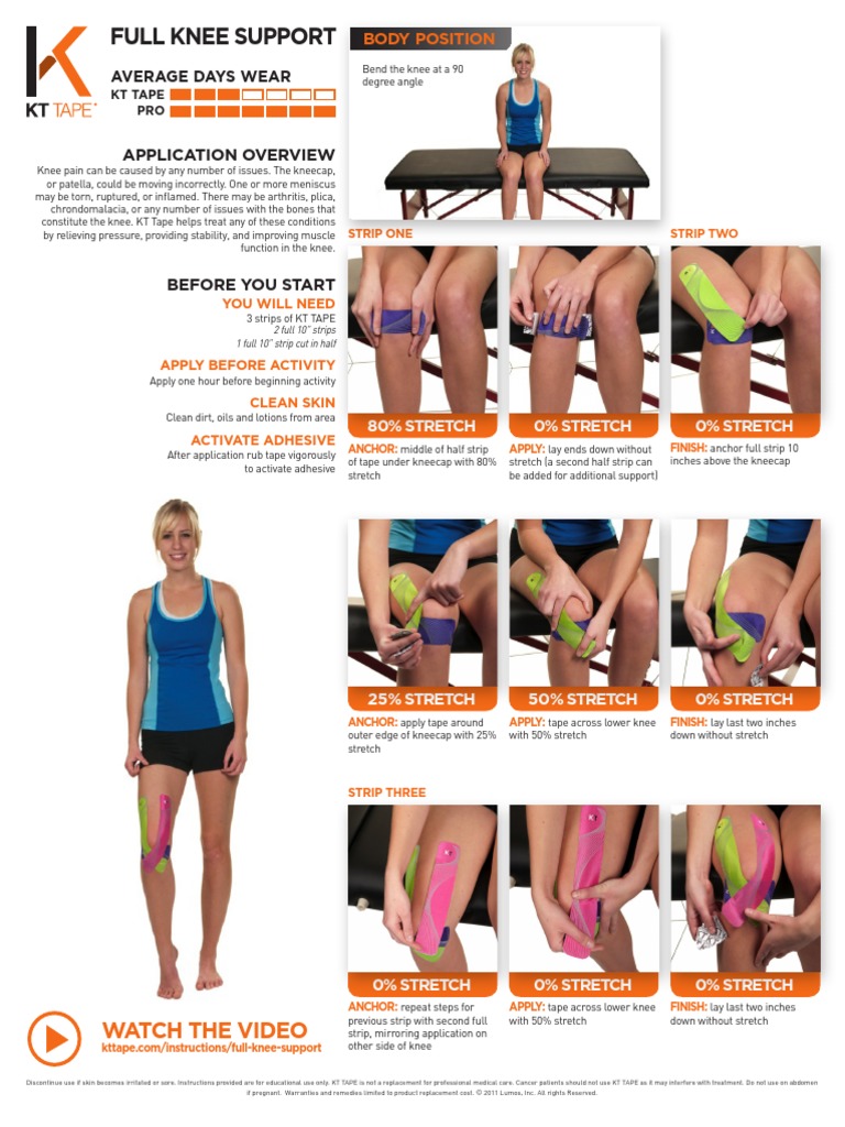 KT Tape Full Knee Support PDF | PDF | Knee | Musculoskeletal System