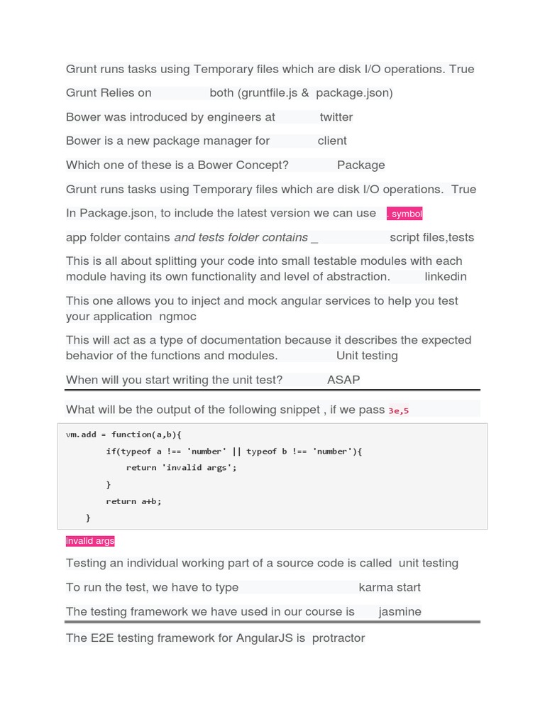 Angular Testing Framework Overview | PDF | Angular Js | Unit Testing