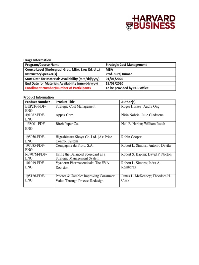 SCM HBS Case Request Form PDF