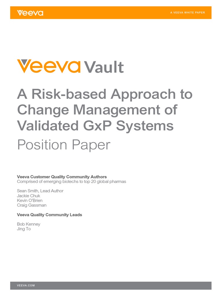 Risk-Based Change Management for Veeva | PDF | Risk Management ...