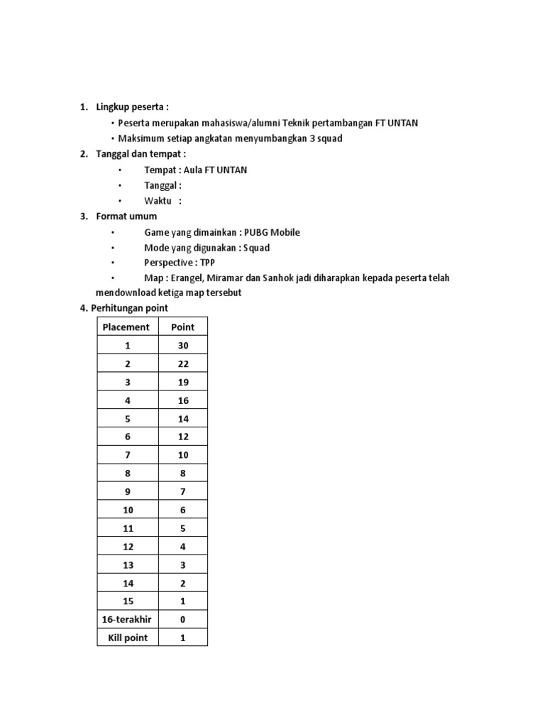 Rules PUBG Mobile | PDF