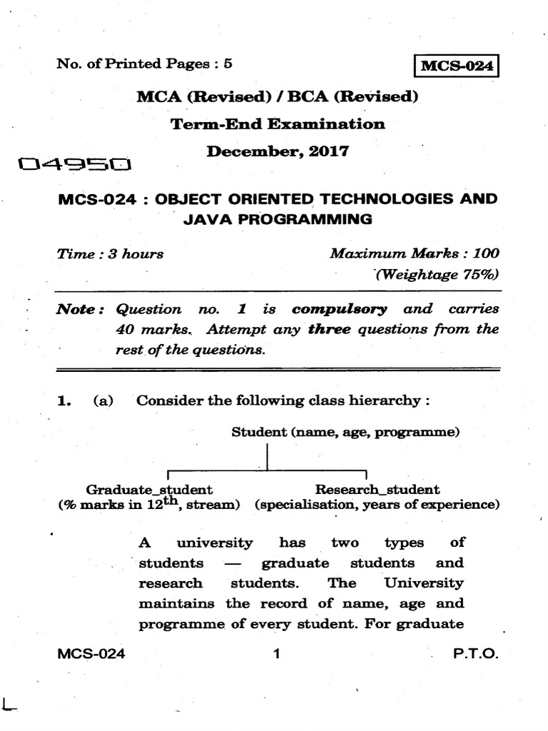 Mcs 024 PDF Inheritance (Object Oriented Programming) Method Programming)