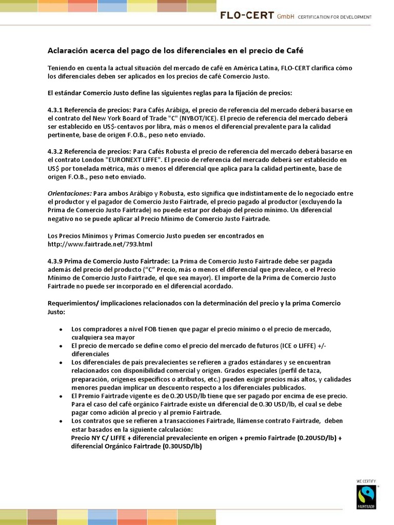 FLOCERT Communication Coffee Differentials ES PDF Comercio