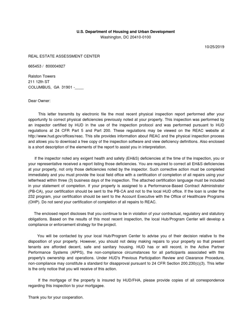 Ralston Towers HUD Inspection Report | PDF | Public Toilet | United ...