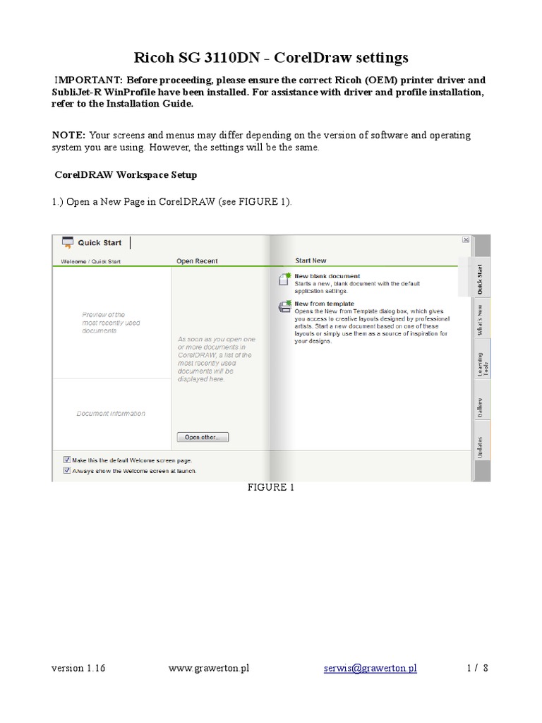 Ricoh SG3110DN Instruction of CorelDraw Settings | PDF | Graphic Design |  Image Processing
