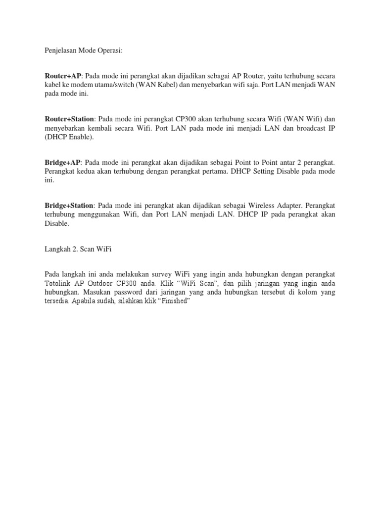Penjelasan Mode Operasi | PDF
