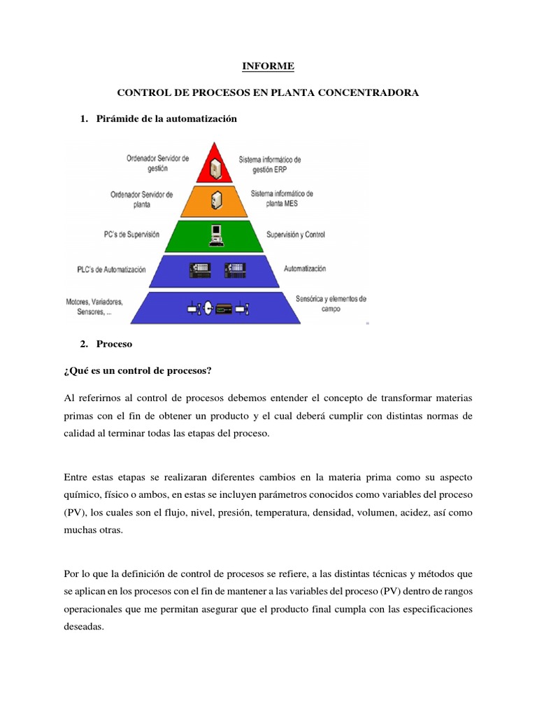 Control de Procesos en Planta Concentradora | PDF | Sistema de control ...