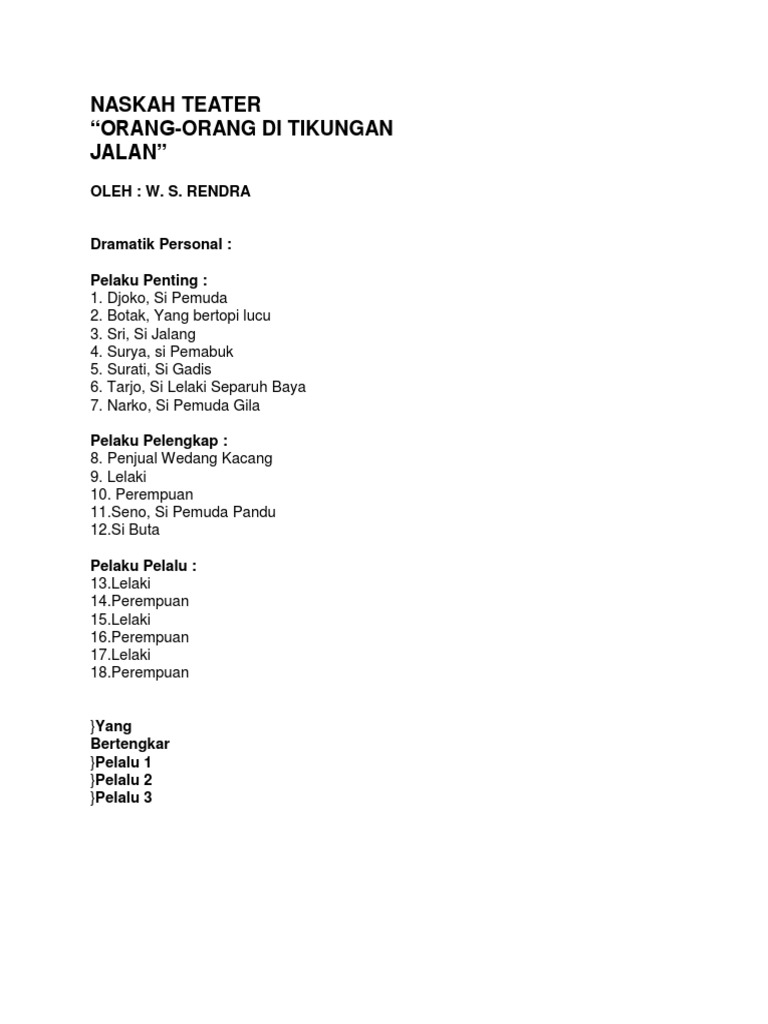 Orang-Orang Ditikungan Jalan Ws Rendra | PDF