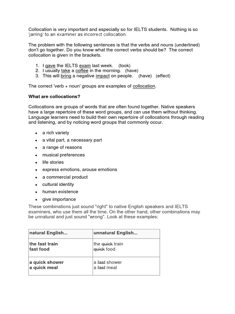 Mastering English Collocations for IELTS | PDF | Verb | English Language