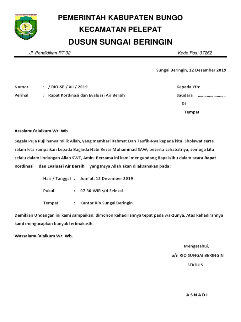 Surat Undangan Rapat Desa Pdf