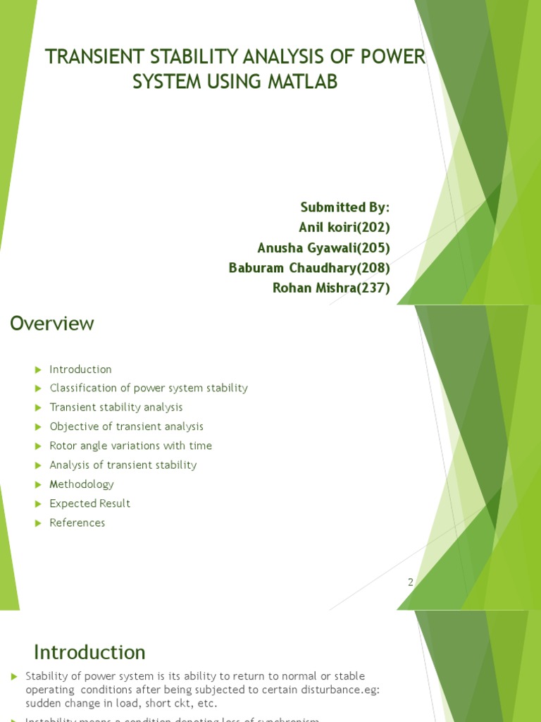 Transient Stability Analysis Using MATLAB | PDF | Electric Power System ...