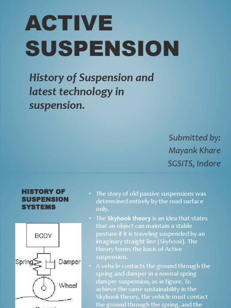 Active Suspension Seminar PDF Transportation Engineering Motor