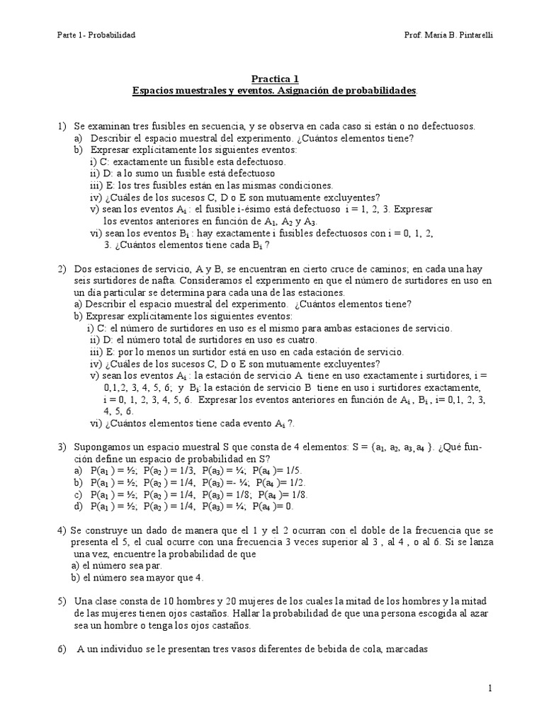Ejercicios de Probabilidad y Eventos | PDF | Probabilidad | Enseñanza ...