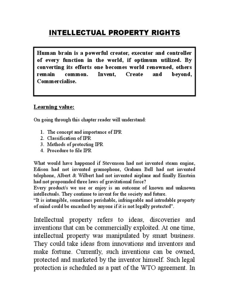 10 Intellectual Property Rights Pdf Trademark Patent