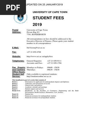 Uct Handbook 12 2019 Studentfees Pdf Credit Card Academic Degree