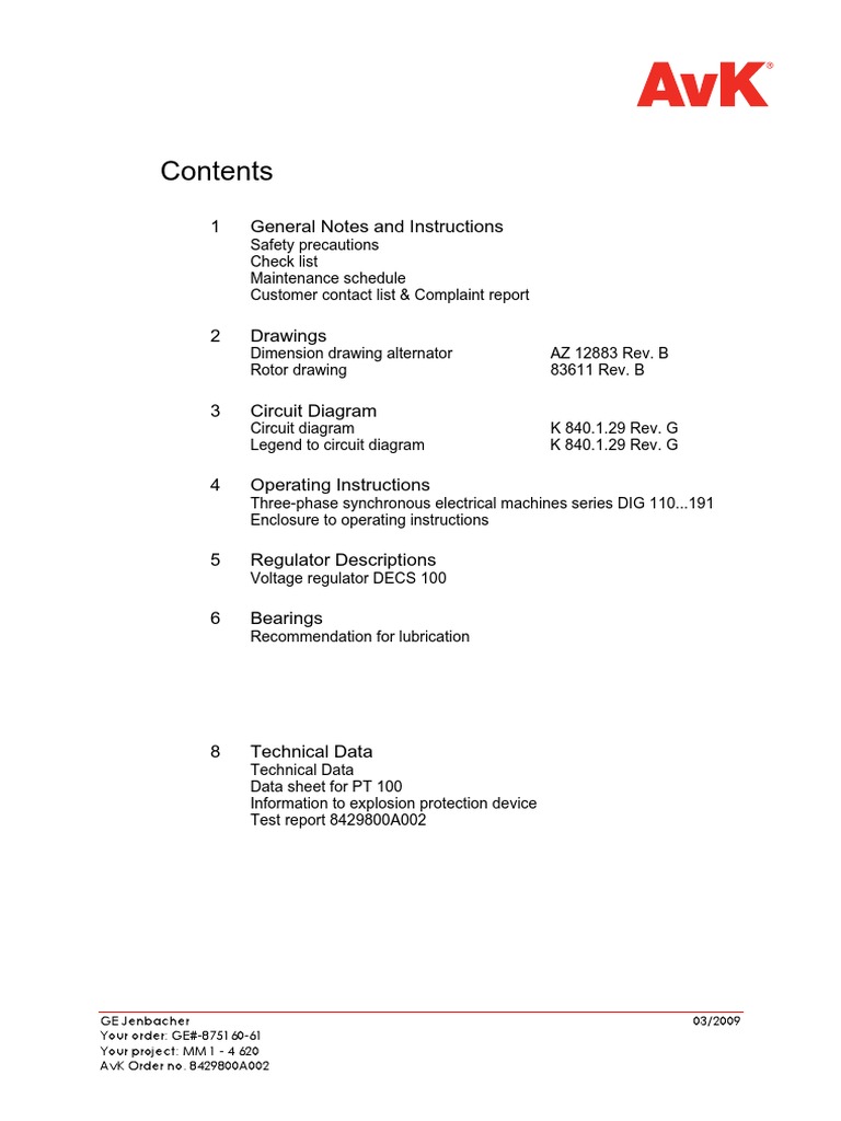 Generator Avk Dig 142 E 4 En Tlnr5935 Bearing Mechanical Electric Generator