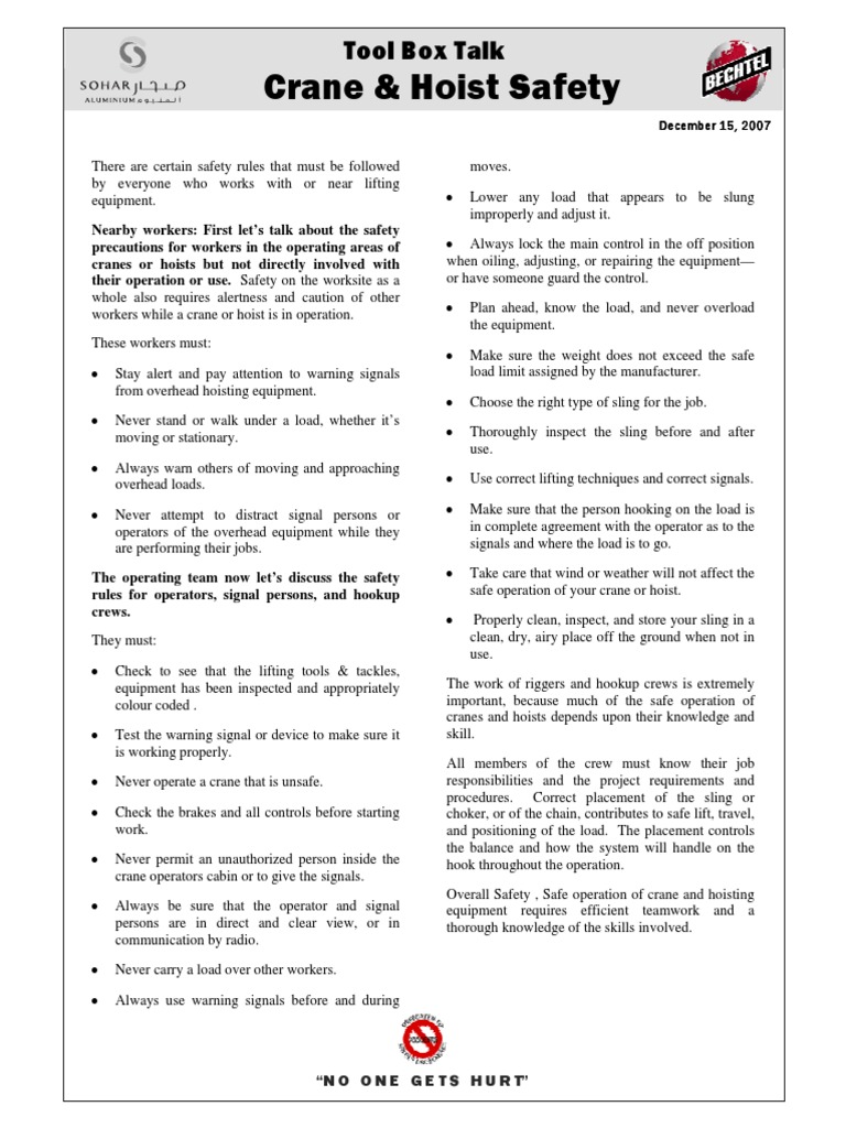 Crane and Hoist Safety Guidelines | PDF | Crane (Machine) | Safety