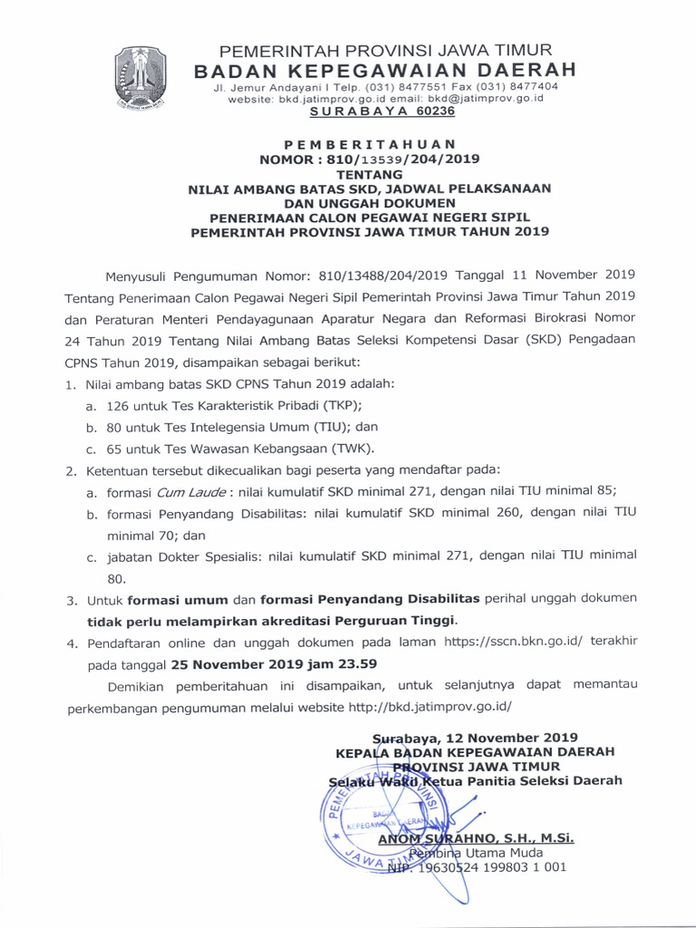 Pemberitahuan Passing Grade Unggah Dokumen Masa Pendaftaranpdf